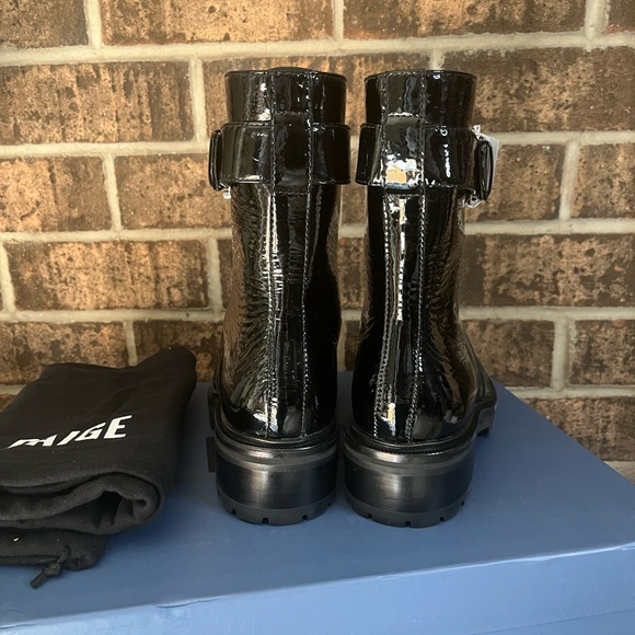 Paige Bailey Combat Boot Black Patent Leather size 8.5M - Picture 5 of 12